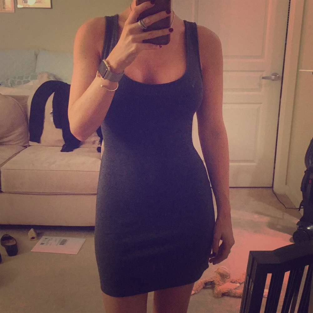 Gray backless mini dress